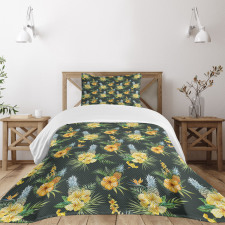 Tropic Flower Design Bedspread Set