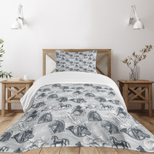 Stallion Sketch Style Bedspread Set
