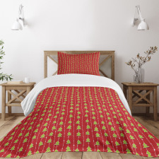 Green Tree on Stripes Bedspread Set