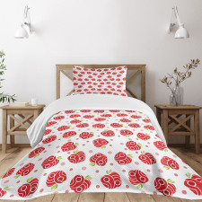 Curved and Dotted Fruit Bedspread Set