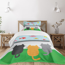 Cats Looking at Fishtank Bedspread Set