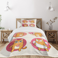 Romantic Kitten in Love Bedspread Set