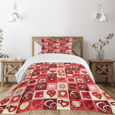 Valentines Day Theme Hearts Bedspread Set