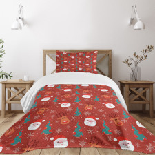 Merry Xmas Cartoon Santa Bedspread Set