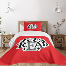 Motivational Phrase on Red Bedspread Set