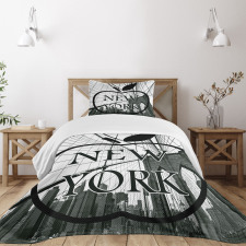 Cityscape Big Apple Motif Bedspread Set