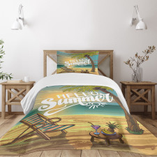 Chair Under Palm Trees Bedspread Set