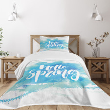 Pastel Blue Spring Theme Bedspread Set