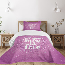 Valentines Floral Words Bedspread Set