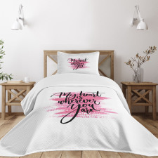 Romantic Ink Calligraphy Bedspread Set