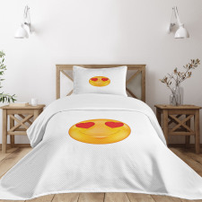 Cartoon Smiley Face Heart Bedspread Set