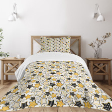 Retro Polka Dotted Stars Bedspread Set