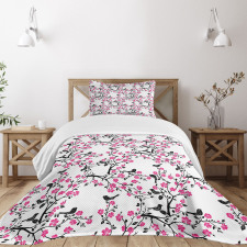 Sakura Tree Bird Bedspread Set