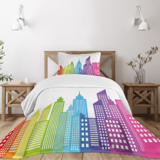 Colorful Skyline Urban Bedspread Set