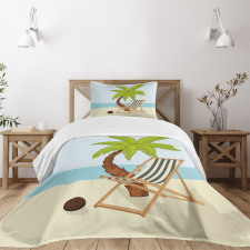 Cartoon Style Palm Tree Bedspread Set