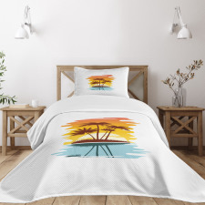 Exotic Palm Trees Sunset Bedspread Set