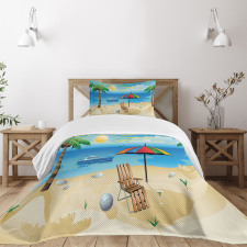 Cartoon Coast Pattern Bedspread Set