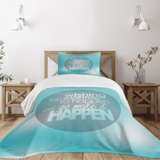 Wise Words on Blue Bedspread Set