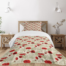 Sketch Leaves Rural Flora Bedspread Set