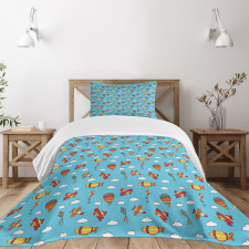 Air Transportation Kites Bedspread Set