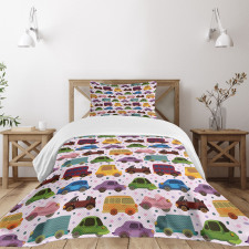 Cartoon Vehicle Design Bedspread Set