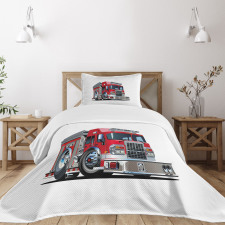 Cartoon Style Firefighter Bedspread Set