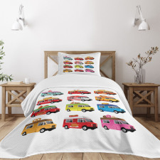 Colorful Food Trucks Bedspread Set