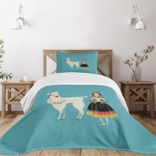 Peruvian Knitting Woman Bedspread Set