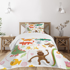 Jolly Cartoon Animals Bedspread Set