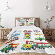 Cheerful Transportation Bedspread Set