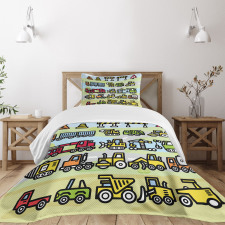 Excavator Loader Machines Bedspread Set