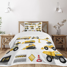 Yellow Construction Site Bedspread Set