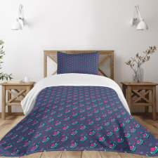 Alien Flying Device Doodle Bedspread Set