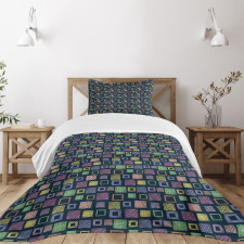 Hand Drawn Squares Bedspread Set