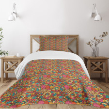 Colorful Floral Doodle Bedspread Set