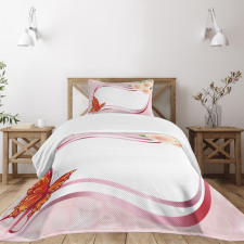 Abstract Floral Pink Bedspread Set