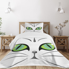 Siberian Cat Watchful Face Bedspread Set