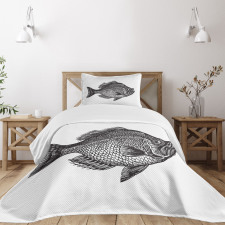 Rock Bass Black and White Bedspread Set