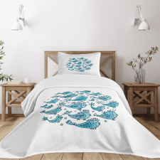 School of Fish Sketch Art Bedspread Set