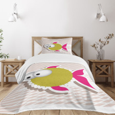 Comical Blowfish Huge Eyes Bedspread Set