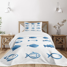 Array of Fish Marine Life Bedspread Set