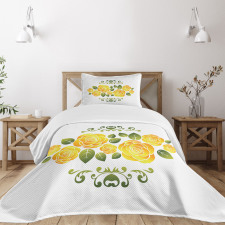 Roses with Swirl Frame Bedspread Set