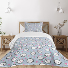 Cartoon Whales Hearts Bedspread Set