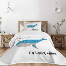 Hand Drawn Blue Whale Bedspread Set