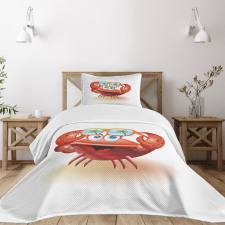 Comic Mascot Sunglasses Bedspread Set