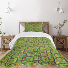 Cartoon Road Bedspread Set