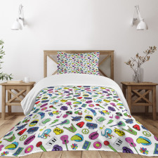 Colorful Music Themed Bedspread Set