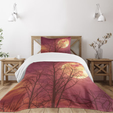 Moon Sky Dead Tree Bedspread Set