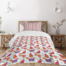 Animals in Winter Sweaters Bedspread Set