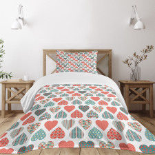 Retro Hearts Pattern Bedspread Set